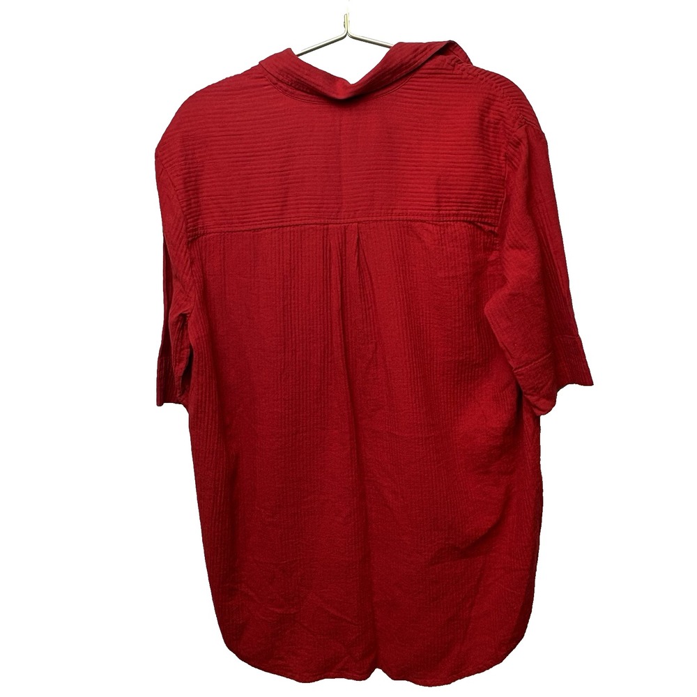 J. Crew Popover Shirt Oversized Gauze Red Tunic Pullover Sz  XXS ‎ Cotton BX628 - Picture 2 of 9